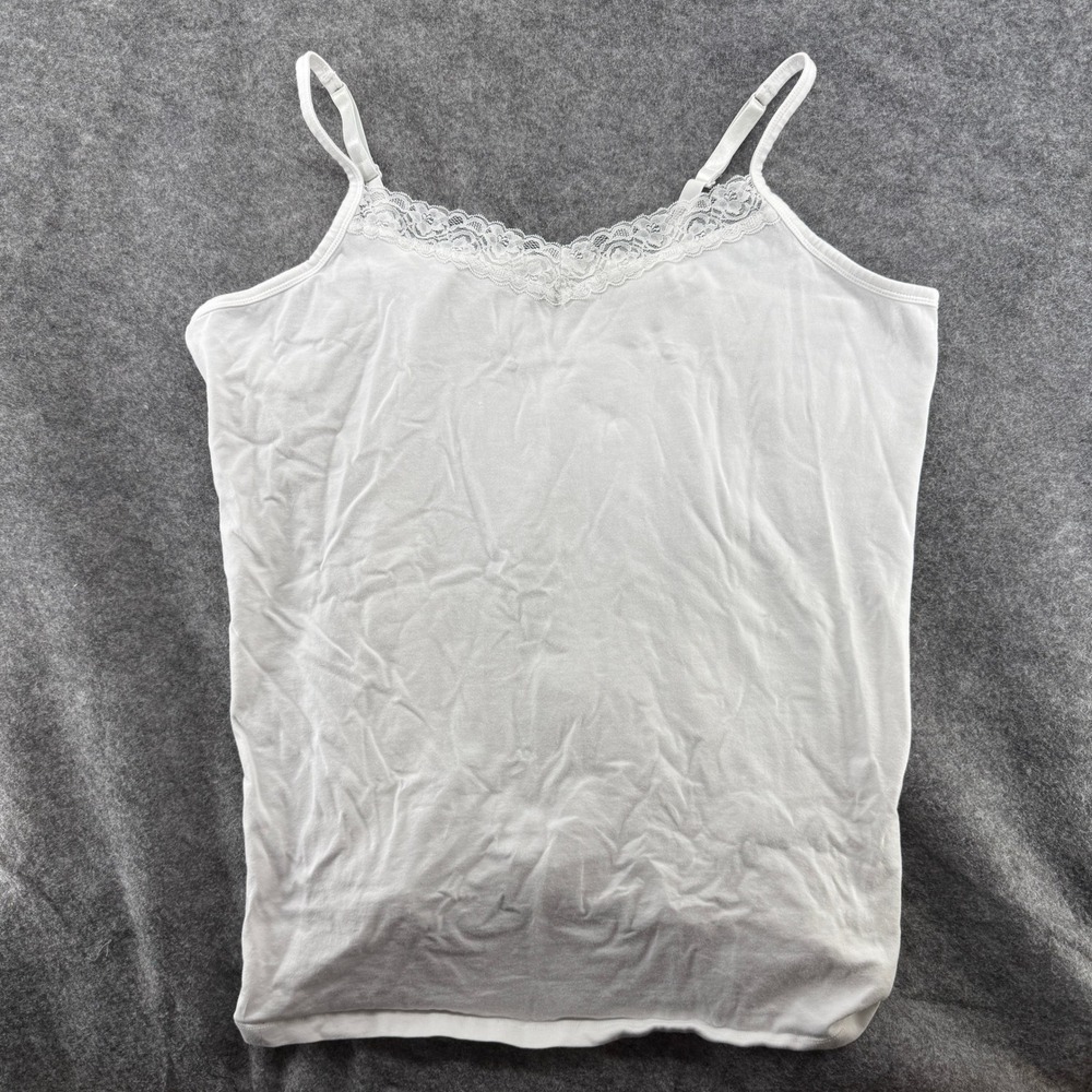 Catherines Lace Trim Camisole Supreme‎ 2X White Adjustable Strap V-Neck Tank Top